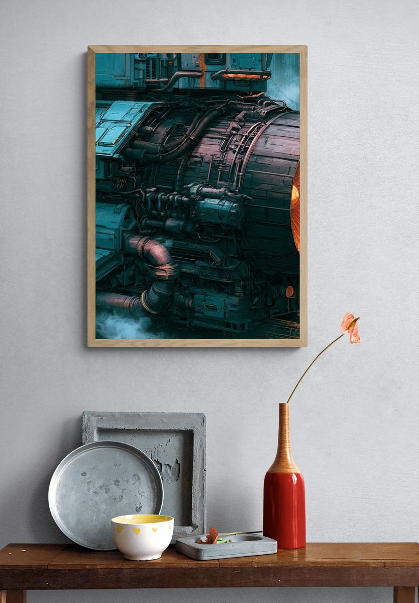 Futuristic Engine Core Illustration Poster. — room view 3