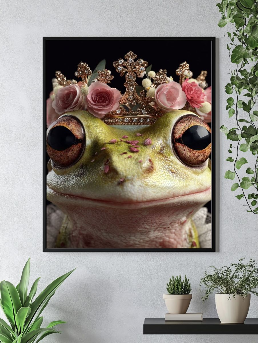 Crowned Frog Portrait Print. — room view 4