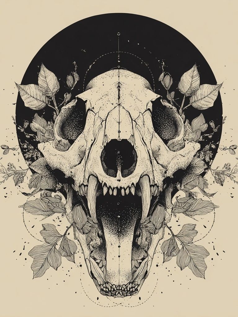 Botanical Skull Illustration Poster. poster — illustration art
