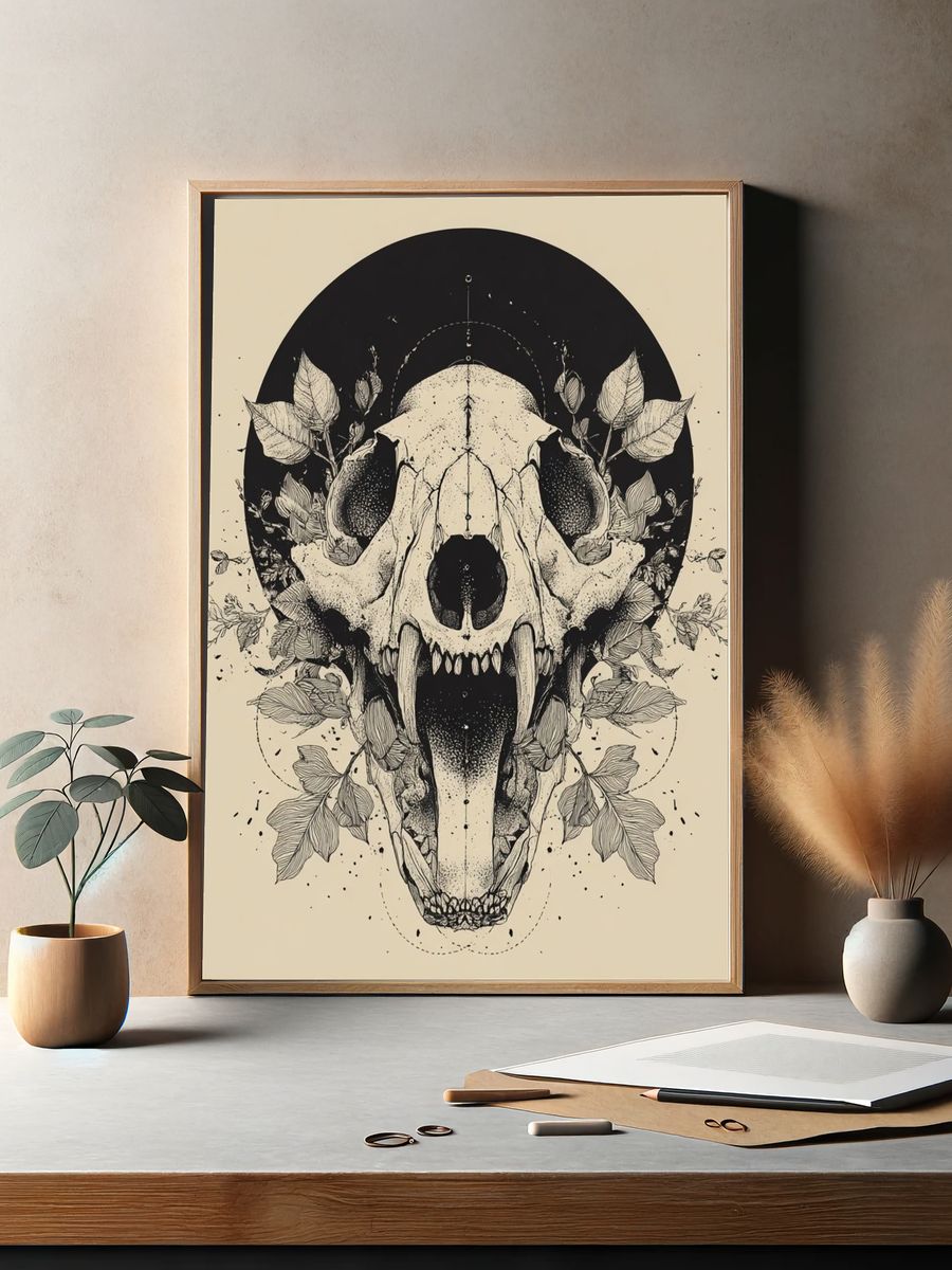 Botanical Skull Illustration Poster. — room view 2