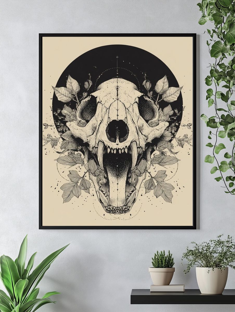 Botanical Skull Illustration Poster. — room view 4