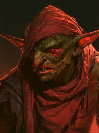Goblin Warrior Portrait Print. poster