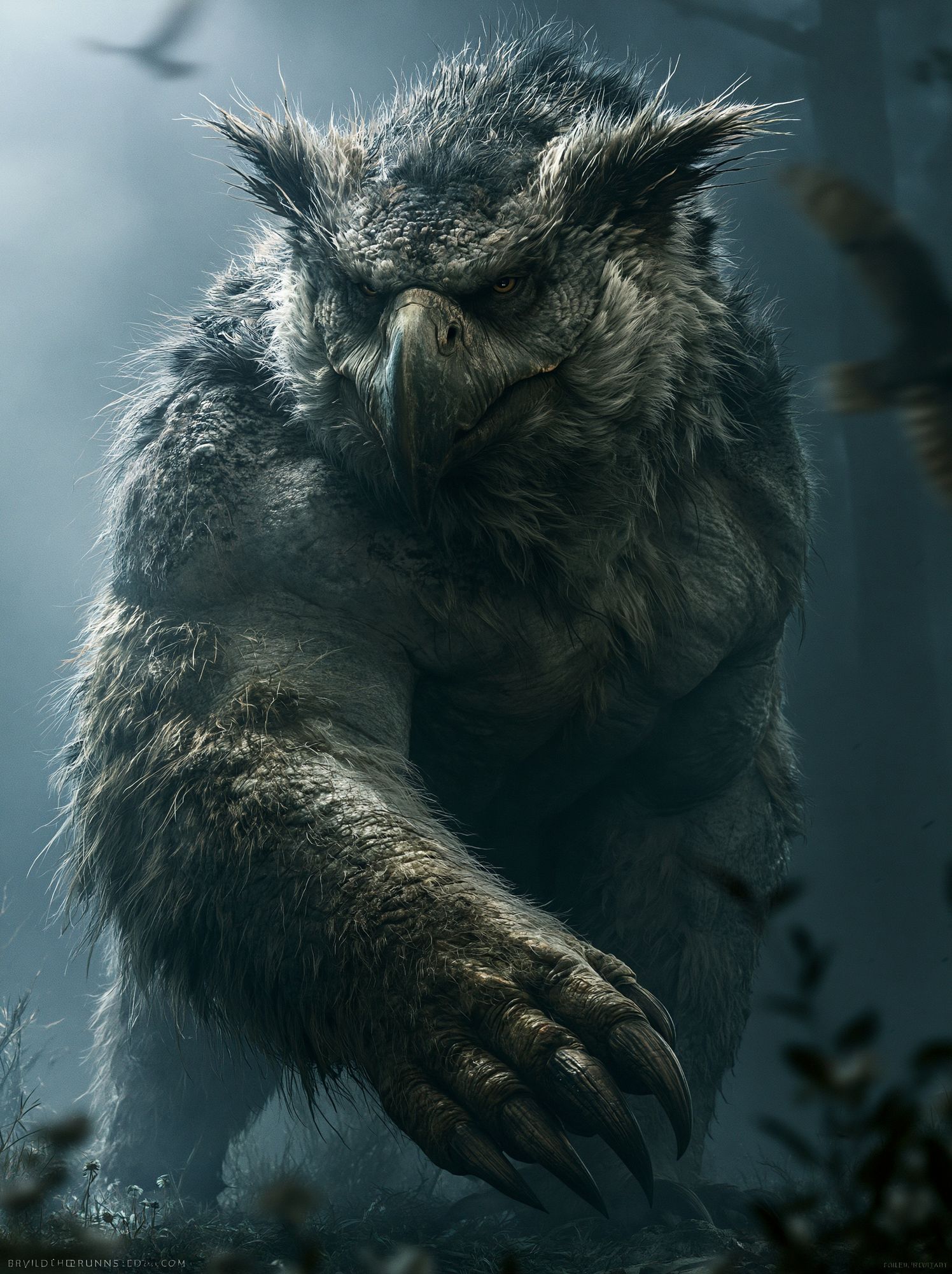 Grim Owl Beast Illustration Poster. poster — illustration art