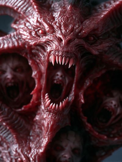 Crimson Demon Face Horror Print. poster