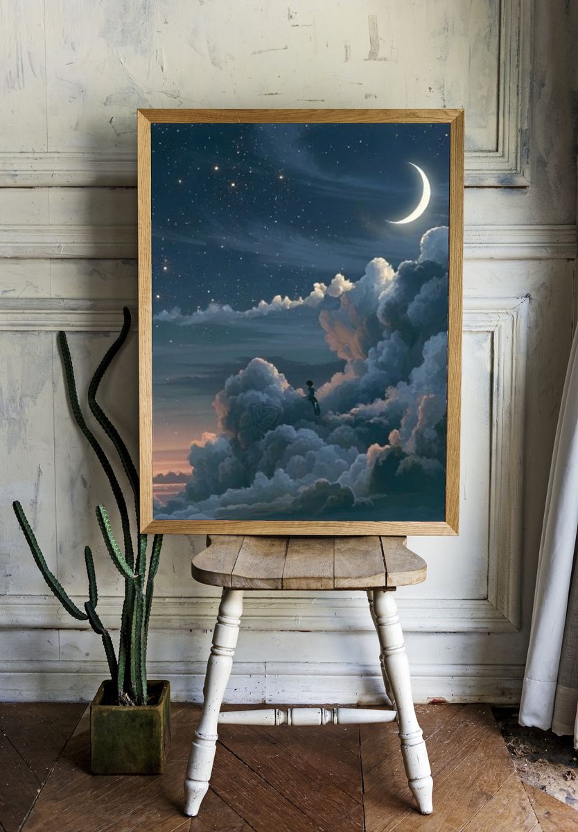 Moonlit Cloudscape Dream Poster. — room view 1