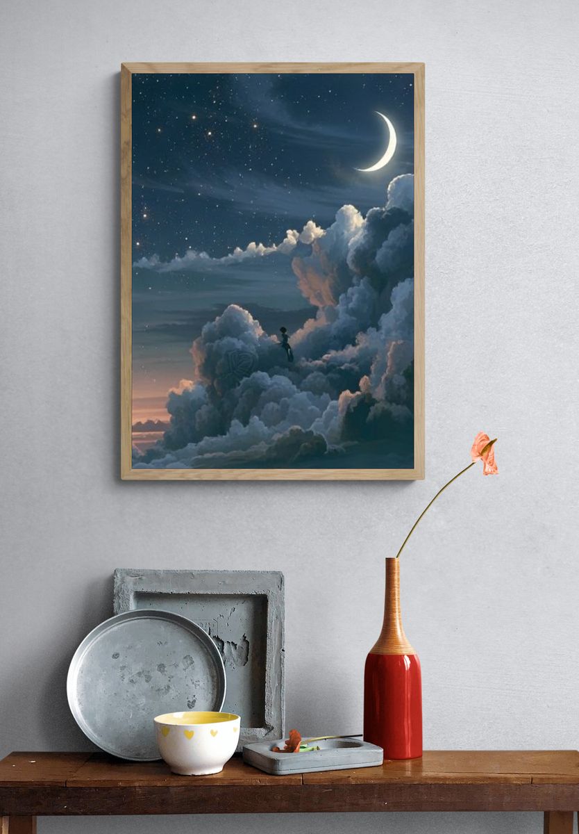 Moonlit Cloudscape Dream Poster. — room view 3