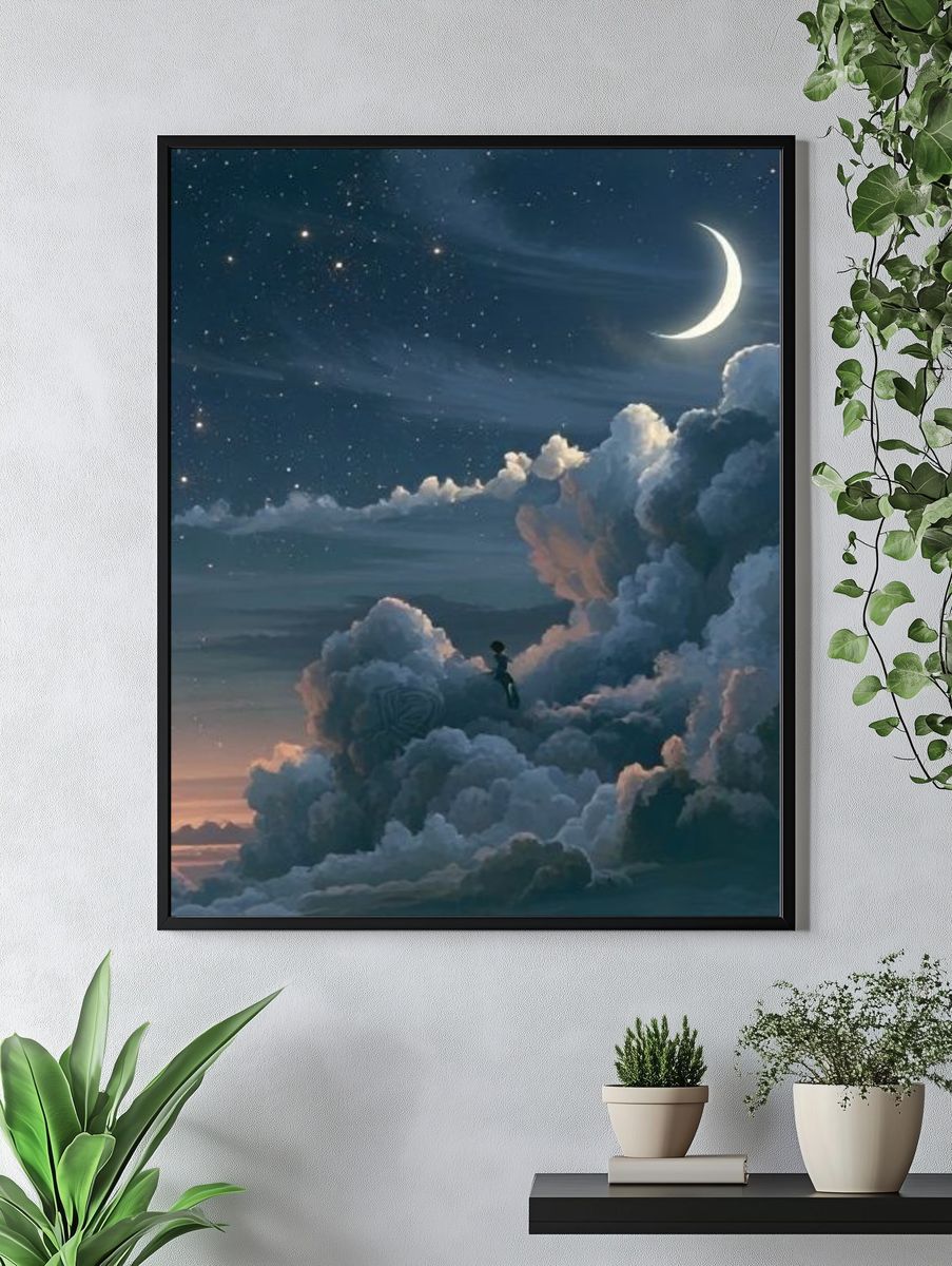 Moonlit Cloudscape Dream Poster. — room view 4