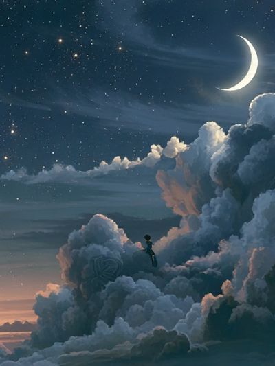 Moonlit Cloudscape Dream Poster.