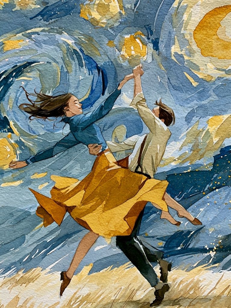 Dancing Couple Watercolor Print. poster detail