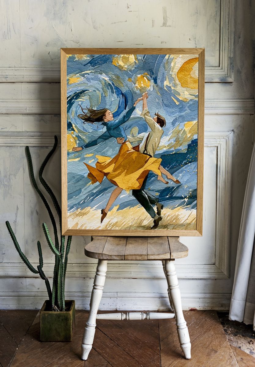 Dancing Couple Watercolor Print. — room view 1