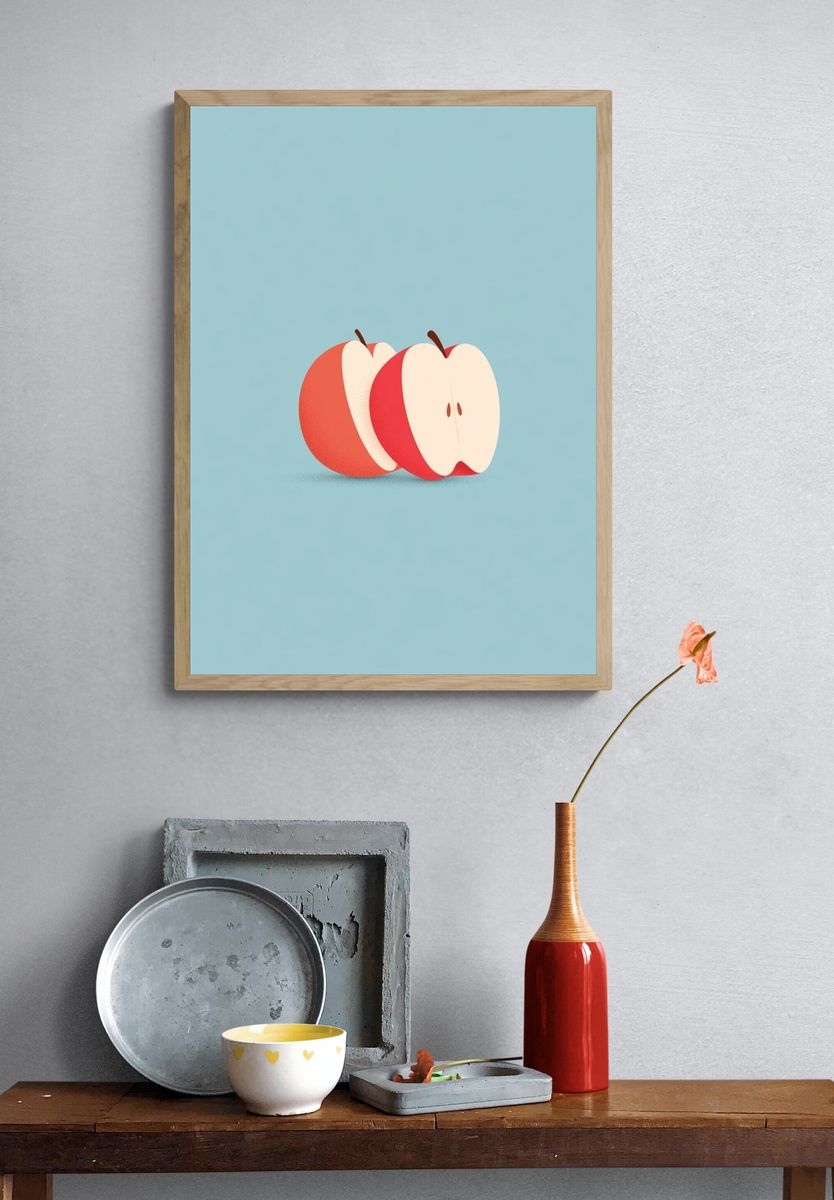 Sliced Apple Minimalist Print. — room view 3