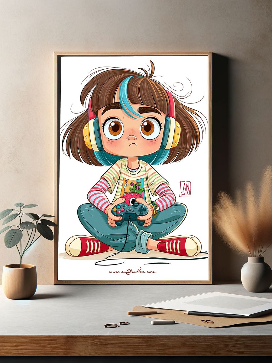 Gamer Girl Illustration Poster. — room view 2