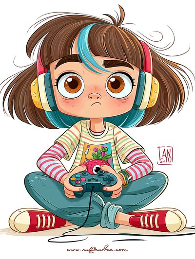 Gamer Girl Illustration Poster.