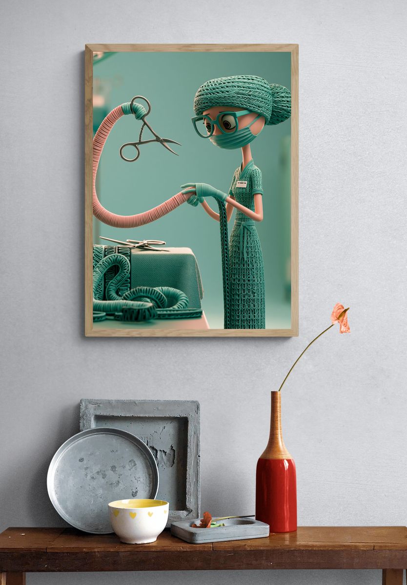 Surreal Surgeon Illustration Poster. — room view 3