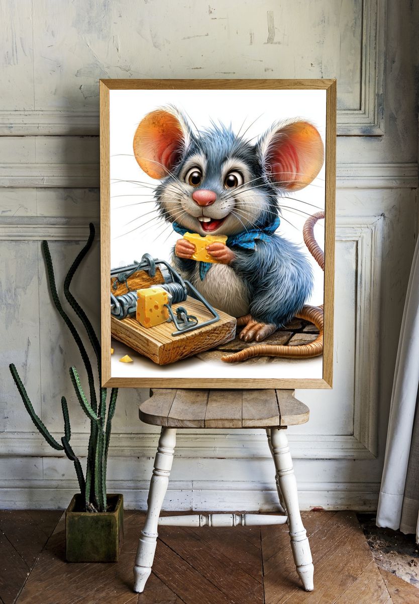 Cheese Mouse Illustration Poster. — room view 1