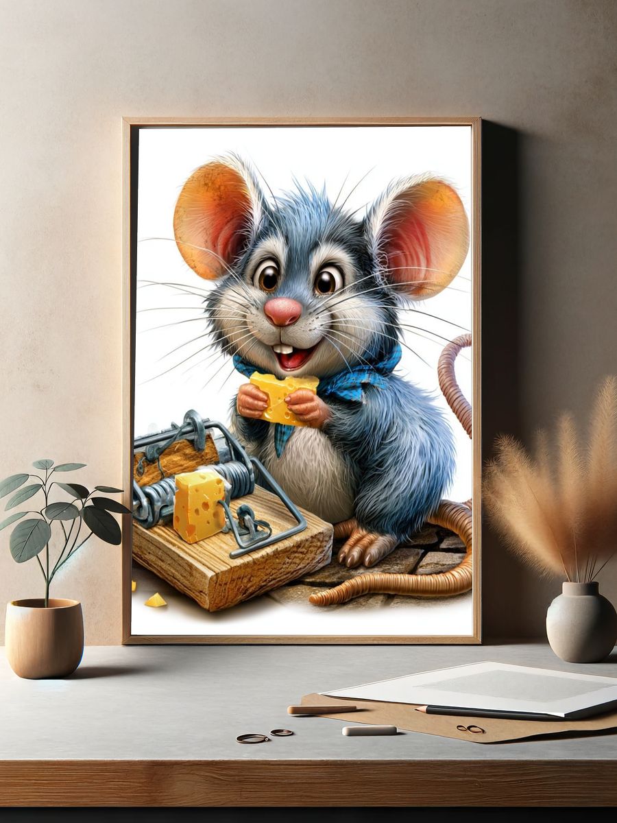 Cheese Mouse Illustration Poster. — room view 2