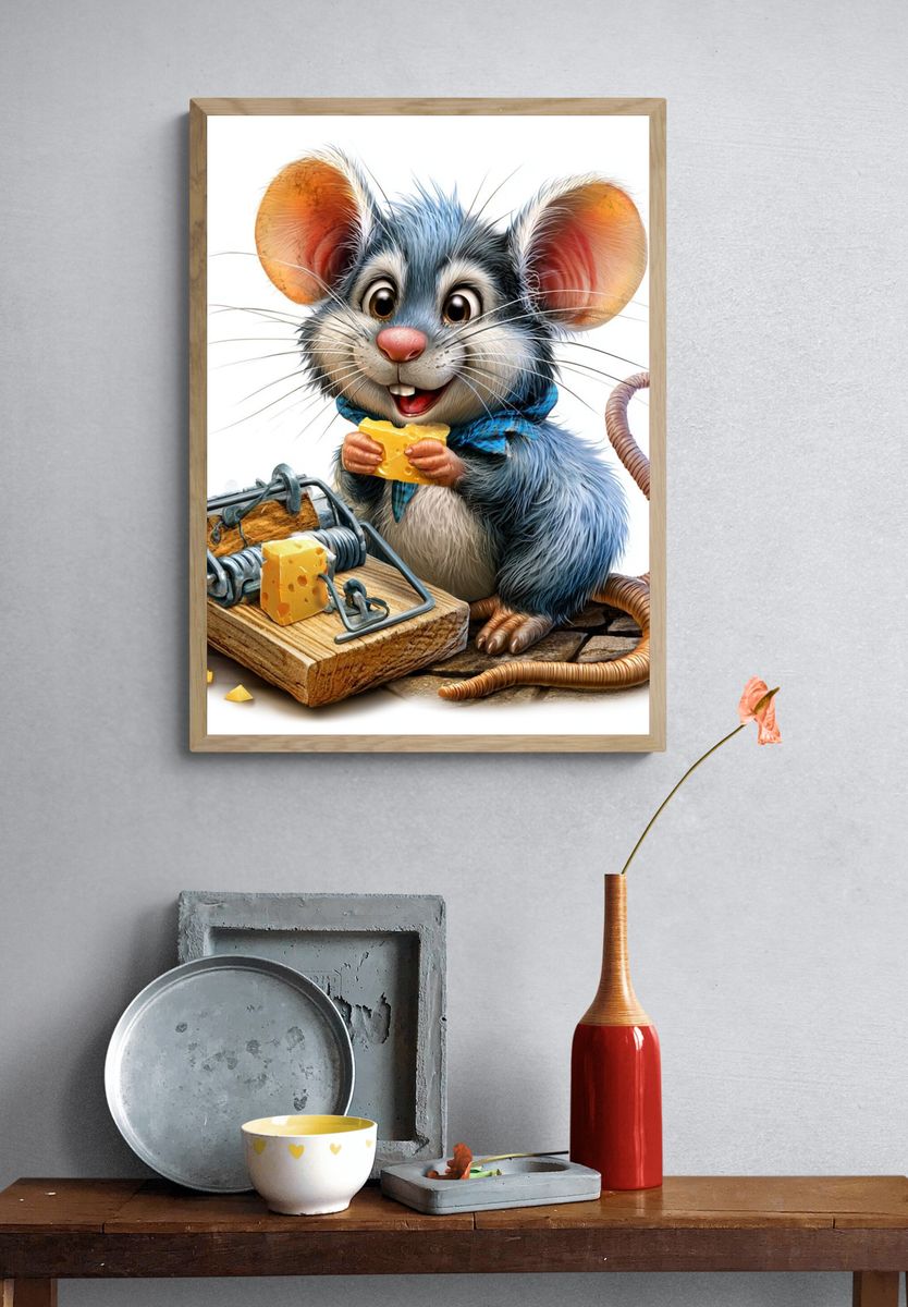 Cheese Mouse Illustration Poster. — room view 3