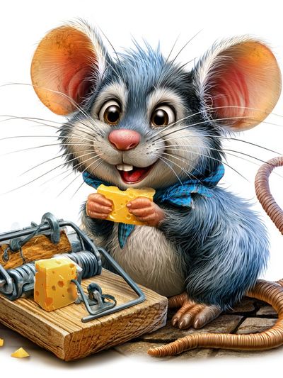 Cheese Mouse Illustration Poster.