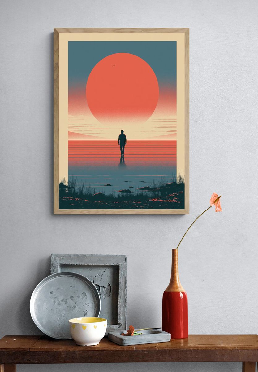 Solitary Figure Sunset Print. — room view 3