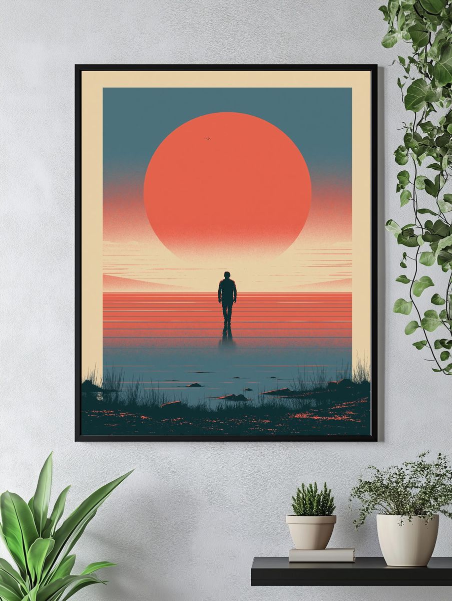 Solitary Figure Sunset Print. — room view 4