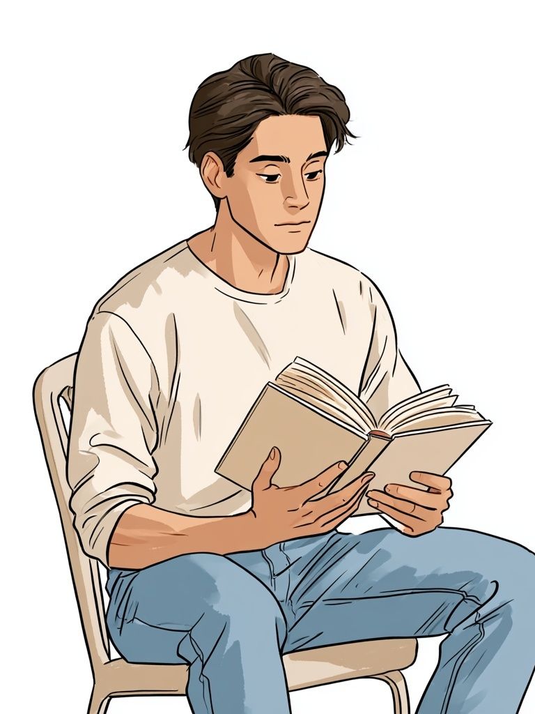 Reading Man Illustration Poster. poster — illustration art