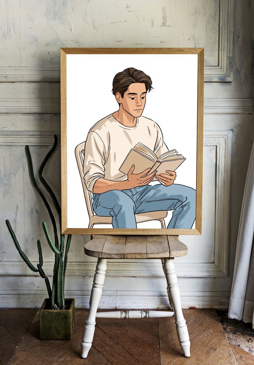 Reading Man Illustration Poster. room preview