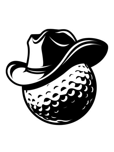 Cowboy Golf Ball Illustration Poster. poster