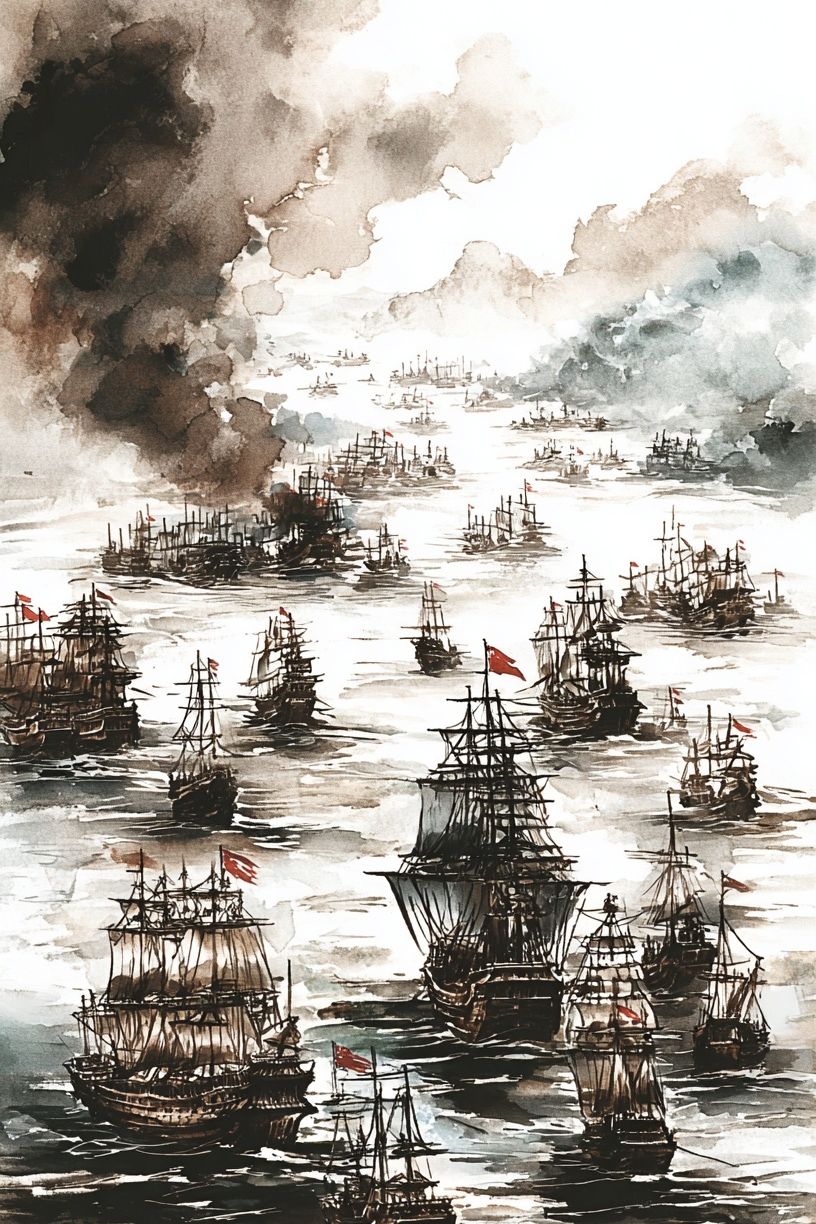 Sailing Armada Watercolor Print. poster detail