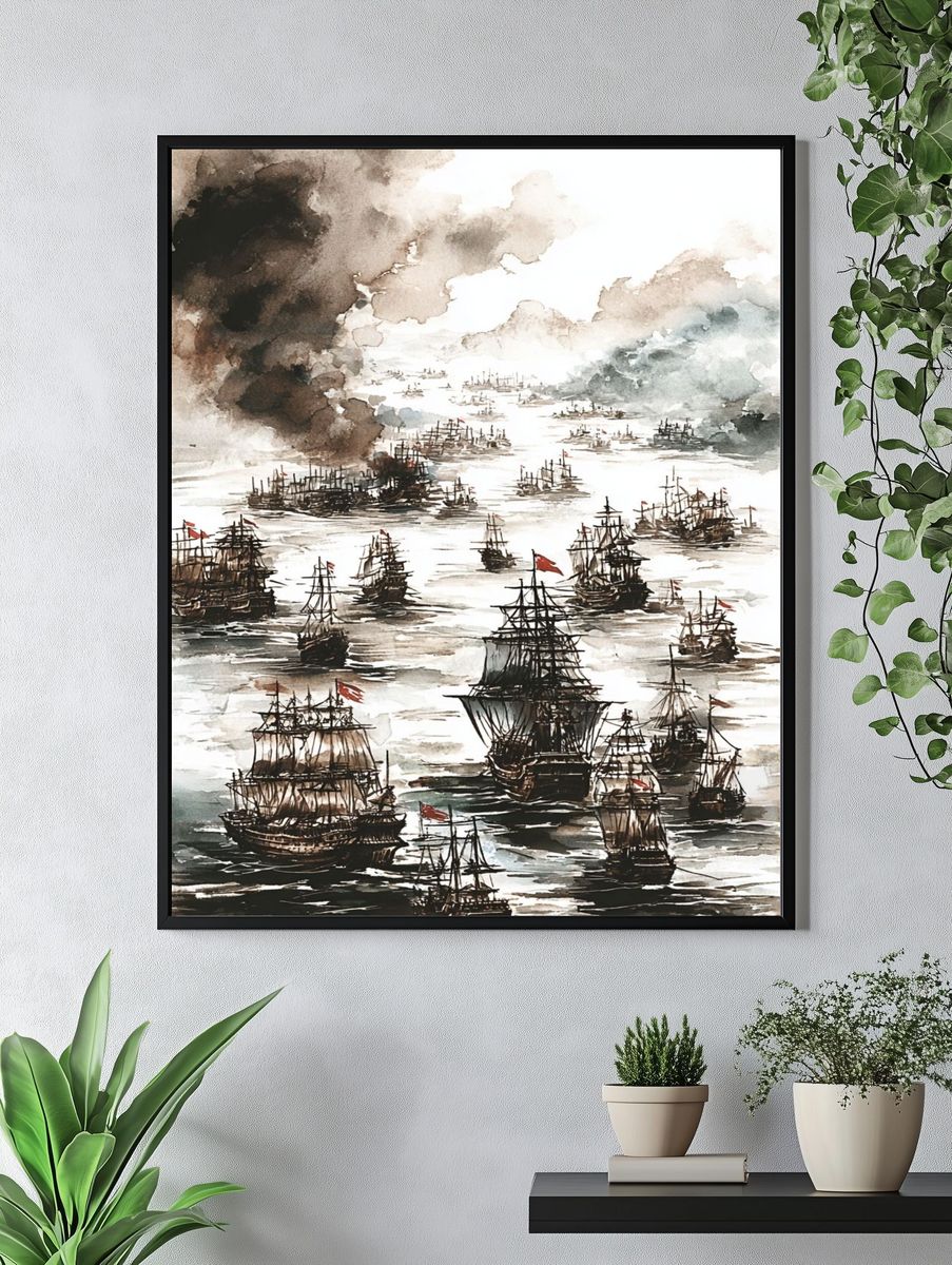 Sailing Armada Watercolor Print. — room view 4