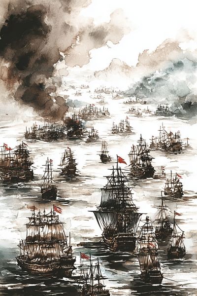 Sailing Armada Watercolor Print. poster