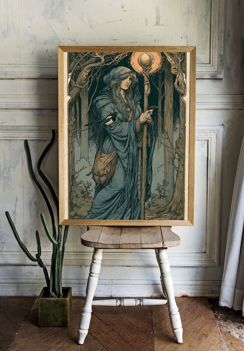 Mystic Forest Seer Illustration Poster. — room view 1