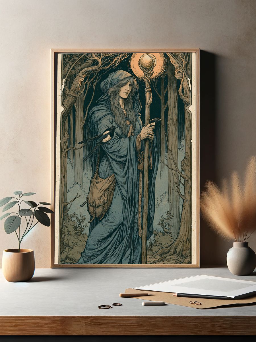 Mystic Forest Seer Illustration Poster. — room view 2