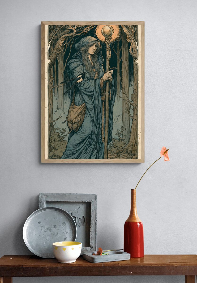 Mystic Forest Seer Illustration Poster. — room view 3