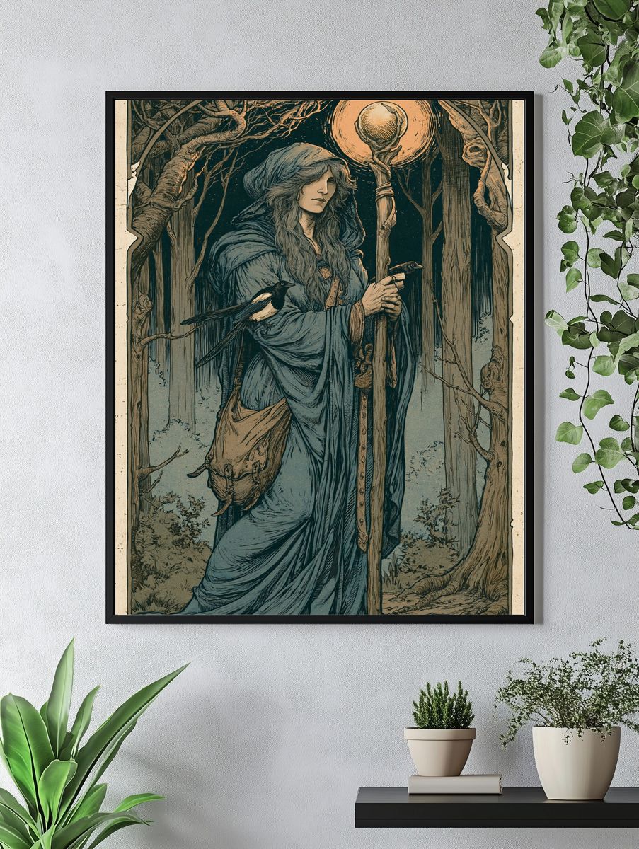 Mystic Forest Seer Illustration Poster. — room view 4