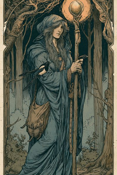 Mystic Forest Seer Illustration Poster.