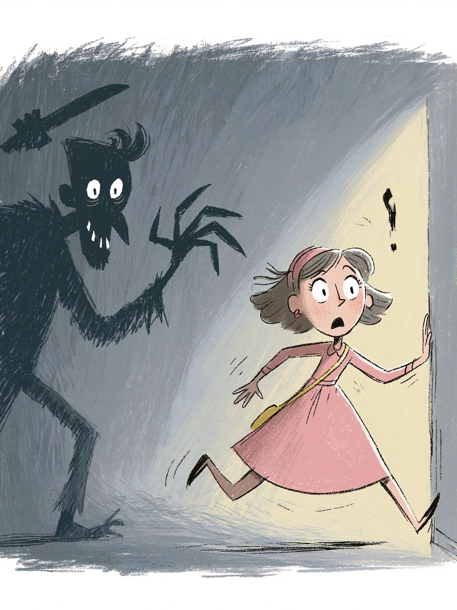 Girl and Shadow Monster Illustration Poster. poster detail