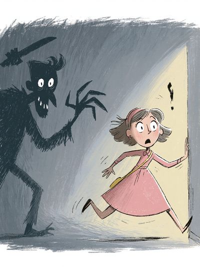 Girl and Shadow Monster Illustration Poster.