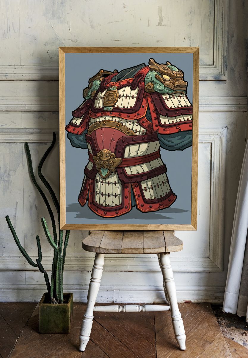Samurai Armor Illustration Poster. — room view 1