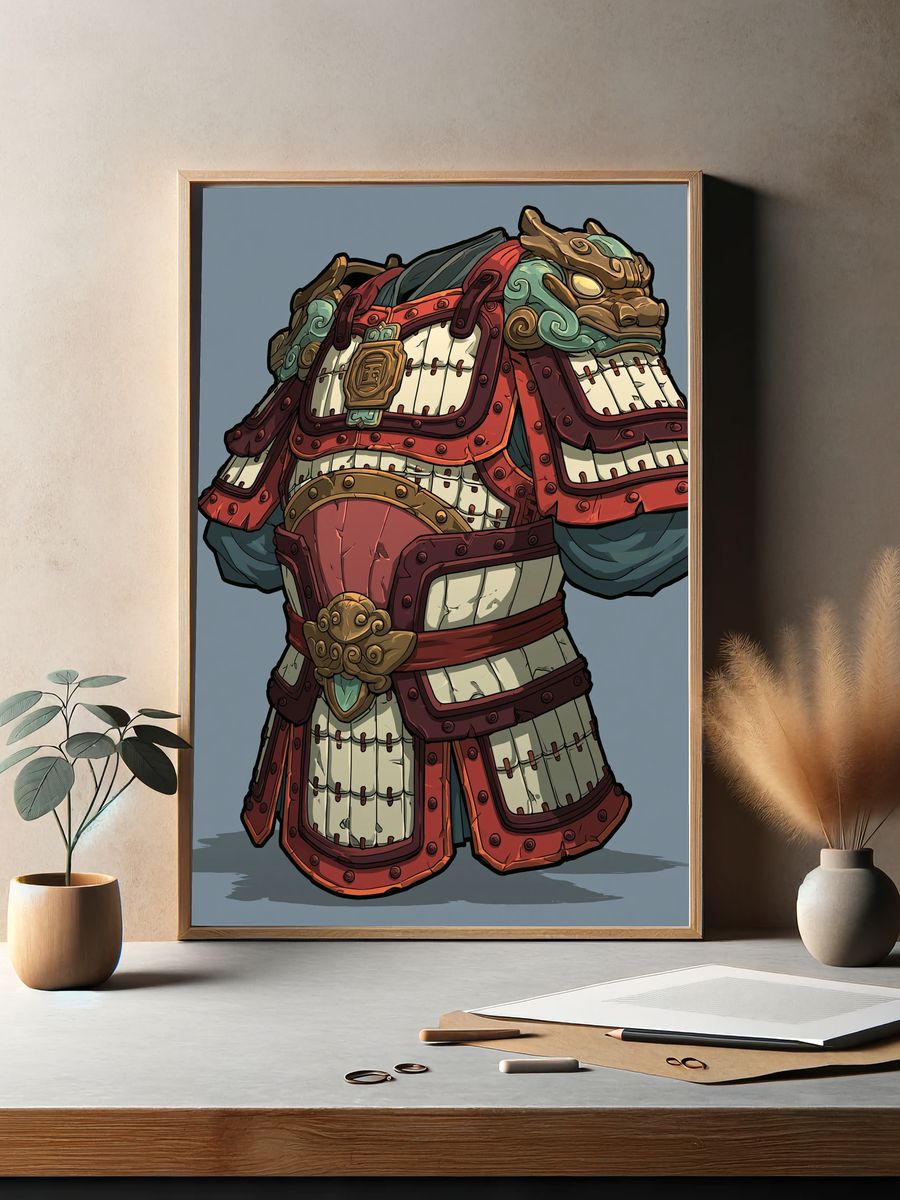 Samurai Armor Illustration Poster. — room view 2