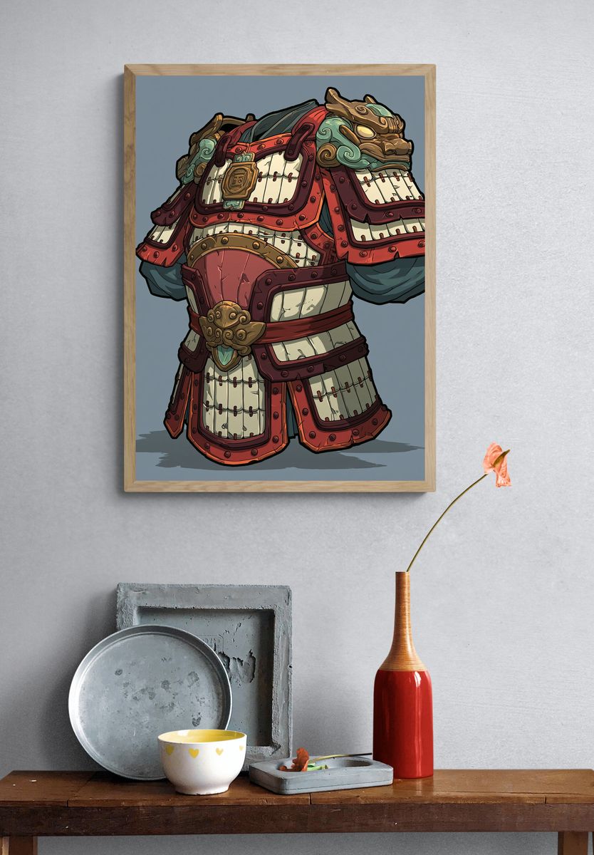 Samurai Armor Illustration Poster. — room view 3