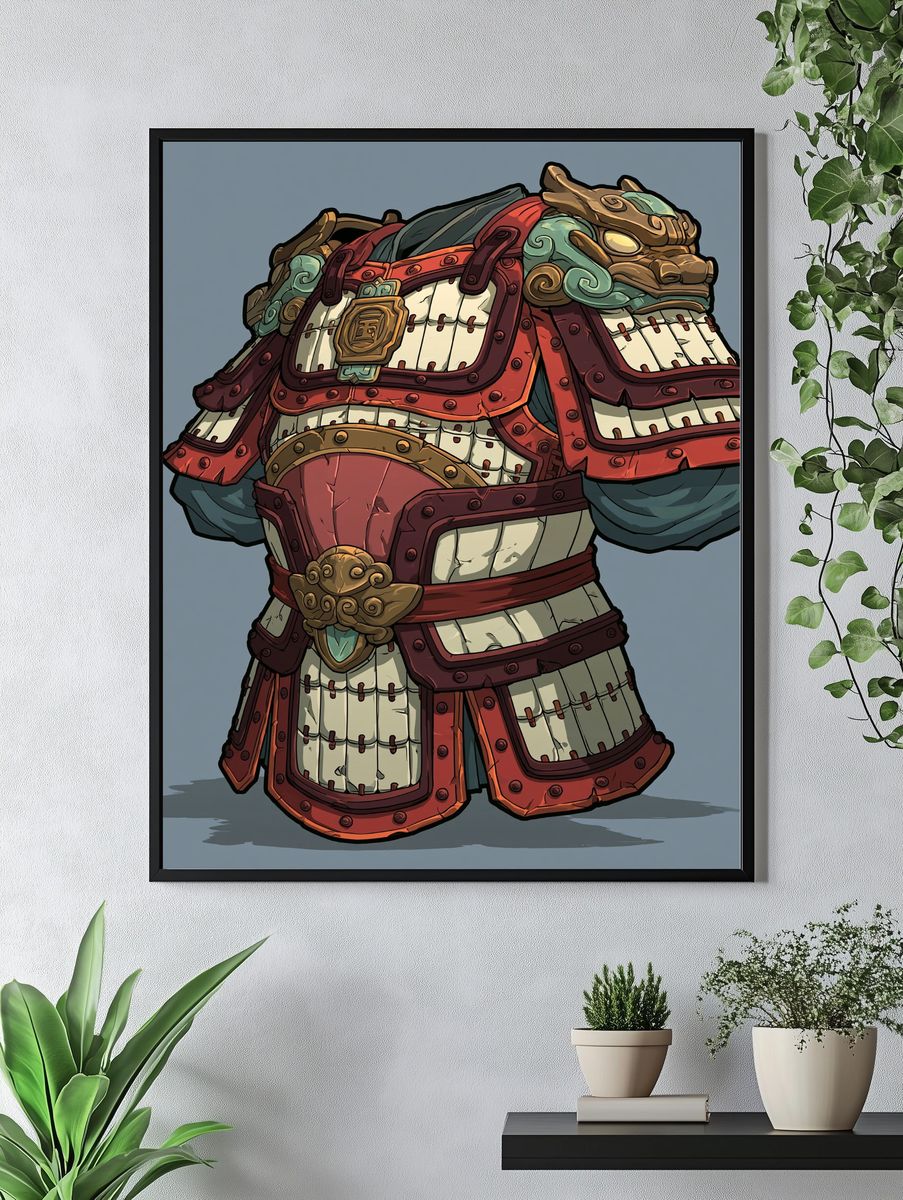 Samurai Armor Illustration Poster. — room view 4