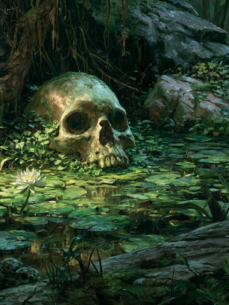 Jungle Skull Lagoon Illustration Poster. poster — illustration art
