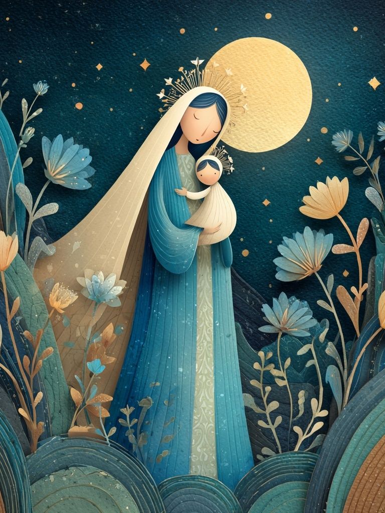Moonlit Madonna Floral Illustration Poster. poster detail