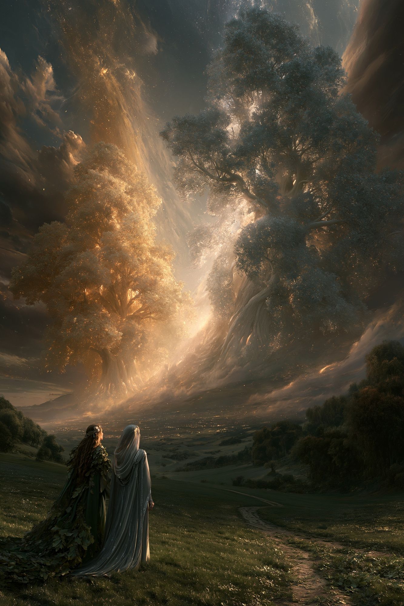 Enchanted Tree Realm Fantasy Print. poster — illustration art