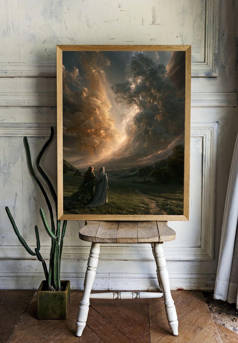 Enchanted Tree Realm Fantasy Print. room preview