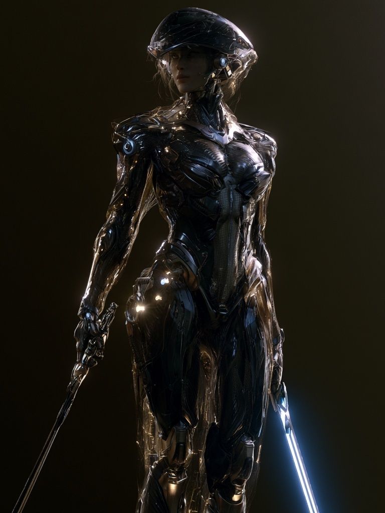 Cybernetic Warrior Portrait Poster. poster detail