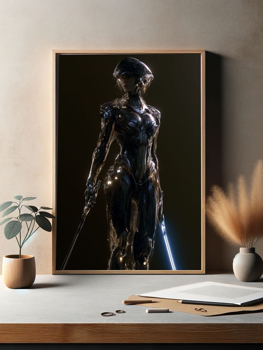 Cybernetic Warrior Portrait Poster. — room view 2