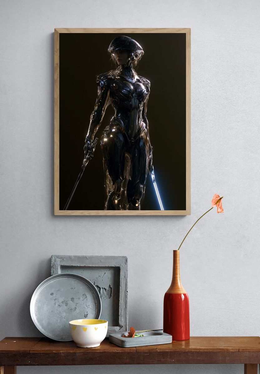 Cybernetic Warrior Portrait Poster. — room view 3
