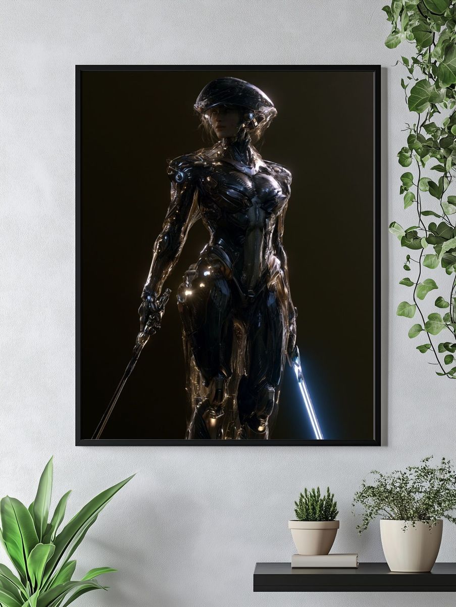 Cybernetic Warrior Portrait Poster. — room view 4