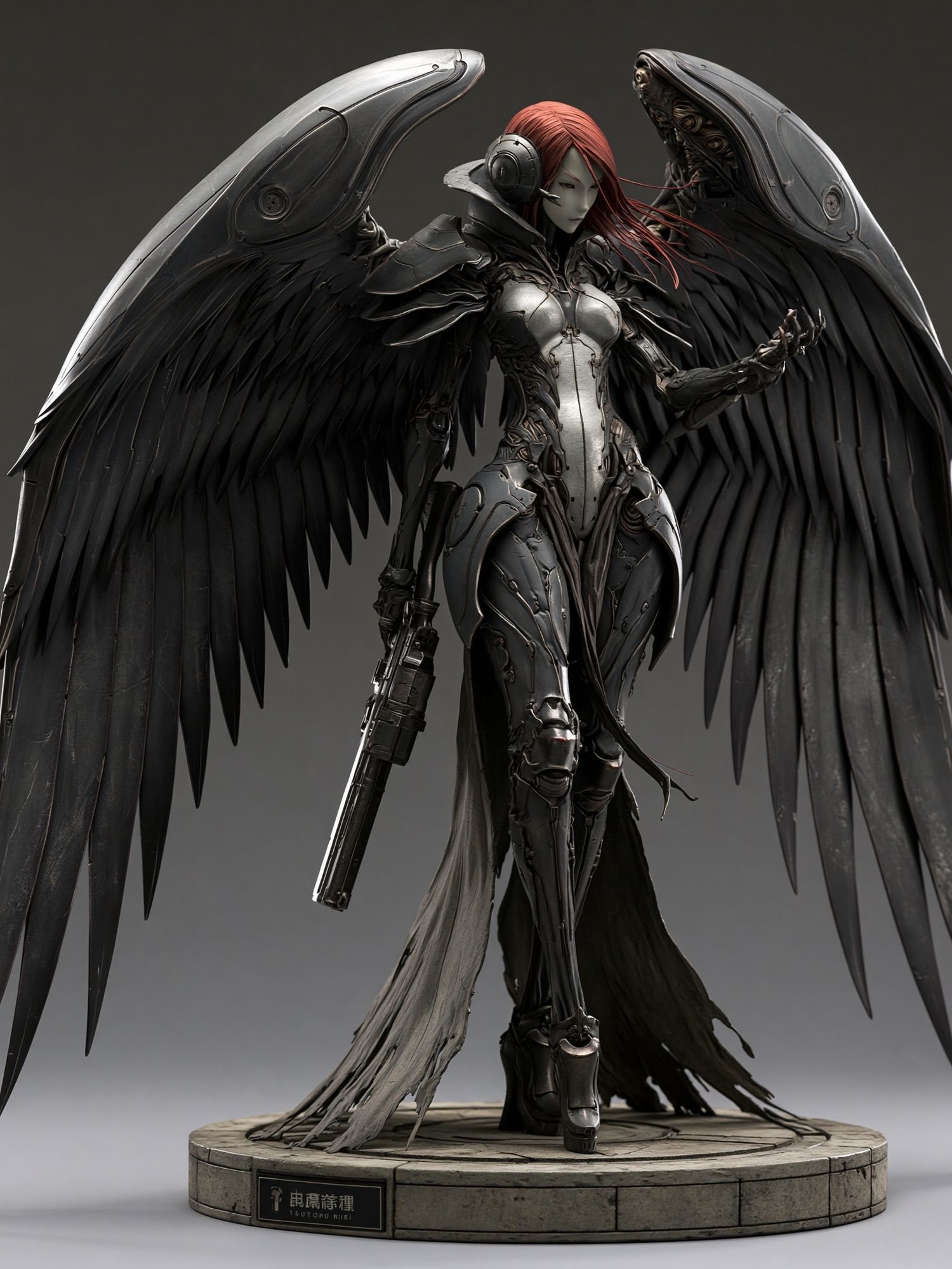 Winged Cyberpunk Warrior Poster. poster detail